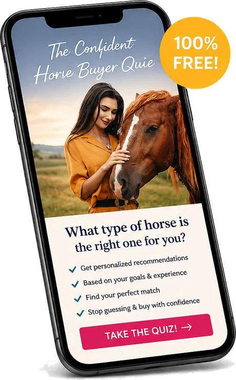 The Confident Horse Buyer quiz shown on a phone